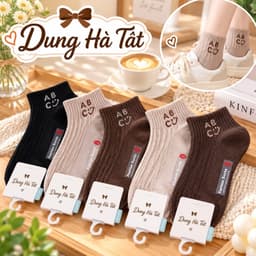 Tất Nữ Cổ Ngắn Chất Cotton Hoạ Tiết Chữ ACB Chất Cotton Mềm Mại Êm Chân 2