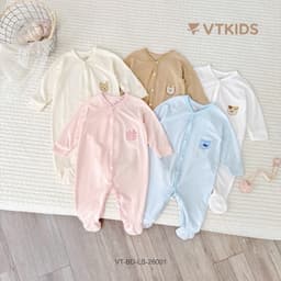 Combo 2-3 Bộ Body  Dài Tay Liền Tất VT KIDS Cho Bé Sơ Sinh Chất Cotton Pettit Mềm Mát Thoáng Size 0-6 M 1