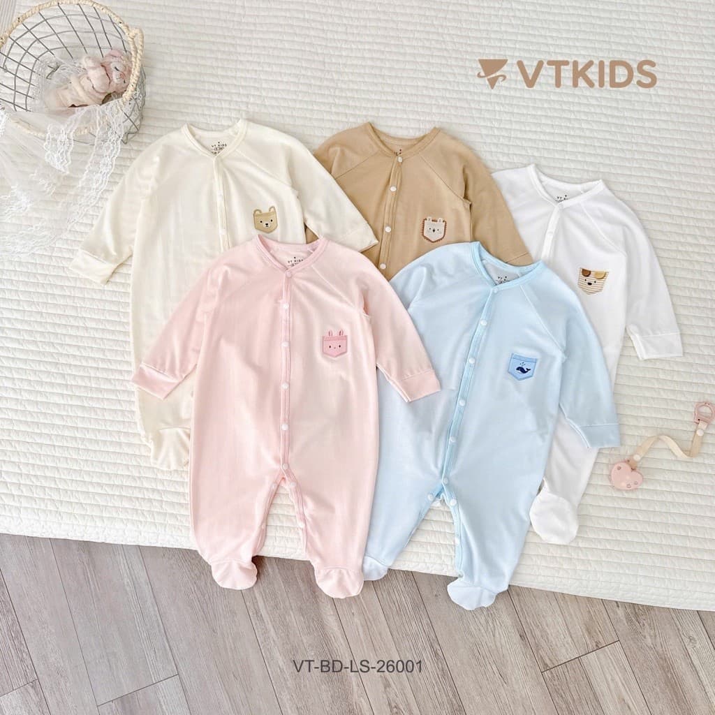 Combo 2-3 Bộ Body  Dài Tay Liền Tất VT KIDS Cho Bé Sơ Sinh Chất Cotton Pettit Mềm Mát Thoáng Size 0-6 M