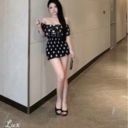 Váy Chấm Bi Trễ Vai Bèo Nhún Chun Eo Dáng Ngắn Nữ Tính Đi Chơi Kieupham.shop 6