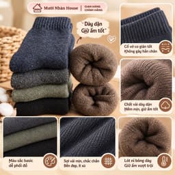 Tất nữ cổ cao sét 10 đôi tất lót nỉ bông cổ vằn siêu ấm siêu dày T57 4