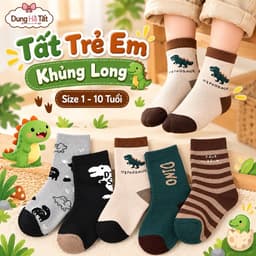 Tất Trẻ Em Bé Trai Khủng Long kẻ   (1-10 tuổi )Chất cotton Mềm Mại Êm Chân set 10 Đôi /5 Đôi 3