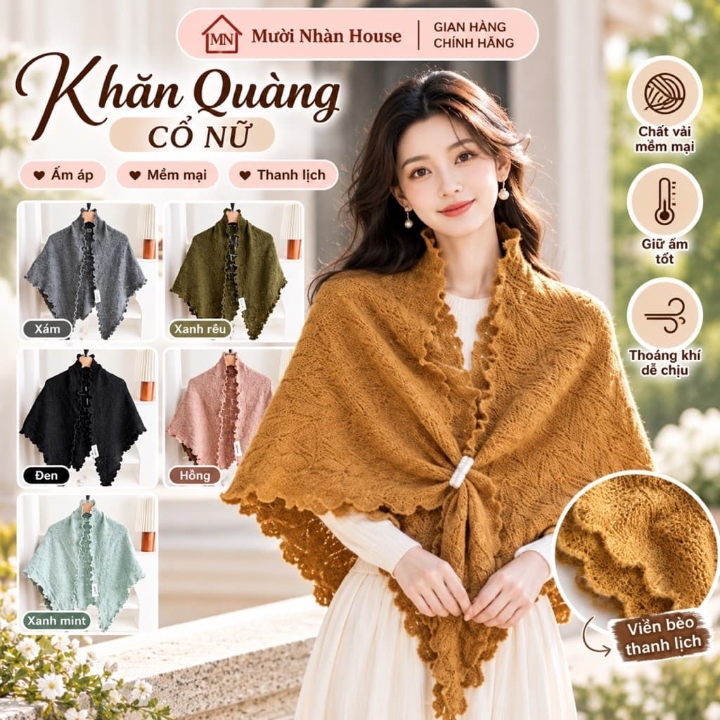Khăn quàng cổ nữ  Khăn choàng dệt kim bằng vải dệt kim màu trơn, Khăn len mềm mại thời trang