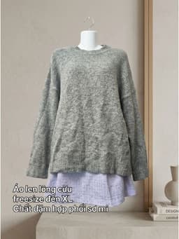 [2hand] Áo len lông cừu xám muối tiêu freesize đến XL 2
