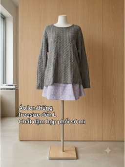 [2hand] Áo len thừng xám freesize đến L 2