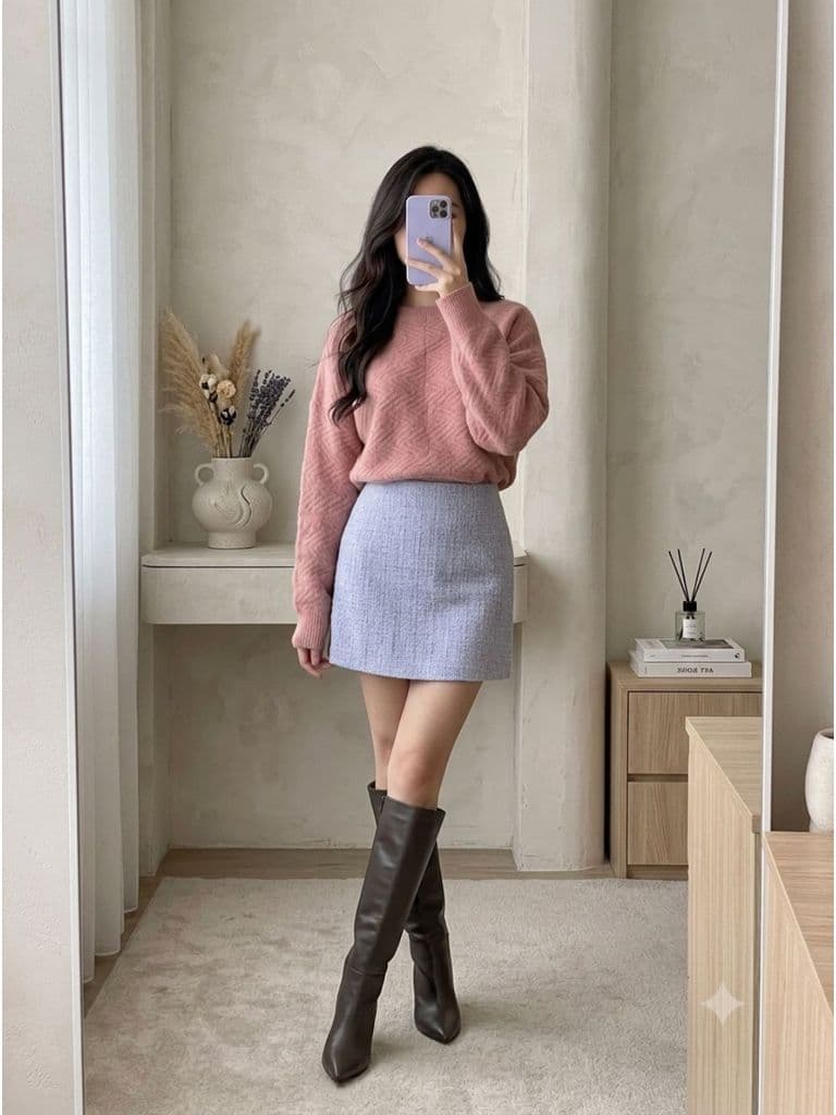 [2hand] Áo len ép hồng form rộng freesize đến 2XL
