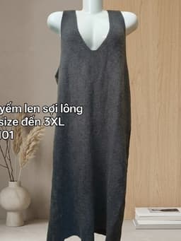 [2hand] Váy yếm len sợi lông xám muối tiêu siêu co giãn freesize đến 2XL 2