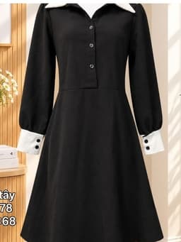 [2hand] Váy xoè đen dài tay dáng công sở vải tây size S 2