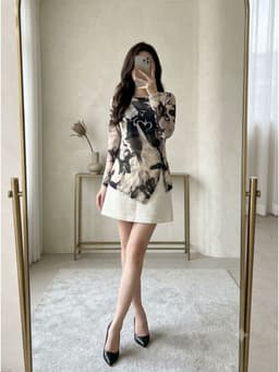 [2hand] Áo lưới hoạ tiết vạt chéo lệch eo freesize đến L 1