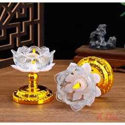 (Hàng loại 1) Bộ 02 đèn thờ hoa sen để bàn thờ , đèn bàn thờ gia tiên, đèn thờ thần tài, thổ địa, đèn thờ phật 1