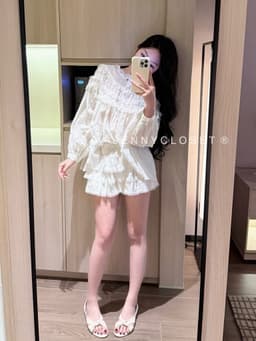 Set 2 món : Áo sơ mi babydoll thô boi hạt pha viền ren dài tay + Chân váy cao cấp style tiểu thư sang chảnh SHIP HỎA TỐC 4
