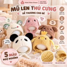 Mũ Len Thú Cưng Dễ Thương Cho Bé Sơ Sinh – 5 Màu Ngọt Ngào 🎀🎀FREESHIP🎀🎀 1