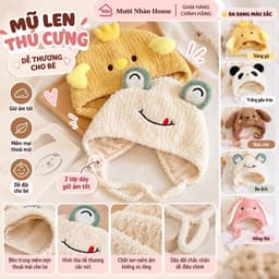 Mũ Len Thú Cưng Dễ Thương Cho Bé Sơ Sinh – 5 Màu Ngọt Ngào 🎀🎀FREESHIP🎀🎀 3