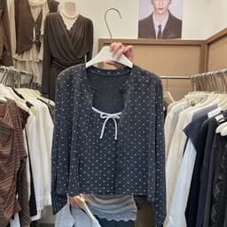 (Chic Seoul) Set áo len cardigan bi phối nơ nhỏ 2 màu xám trắng và đỏ đun kem phong cách Nertro HQ (ảnh thật 2 ảnh cuối) 8