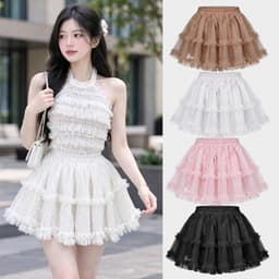 Chân váy lưới tầng lớp nữ dáng xòe ngắn màu trơn phong cách dễ thương BYN BYN VL355 9