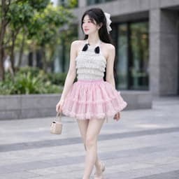 Chân váy lưới tầng lớp nữ dáng xòe ngắn màu trơn phong cách dễ thương BYN BYN VL355 7