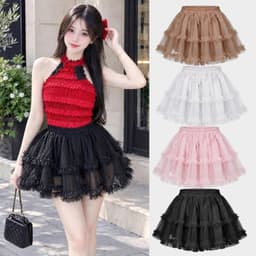Chân váy lưới tầng lớp nữ dáng xòe ngắn màu trơn phong cách dễ thương BYN BYN VL355 8