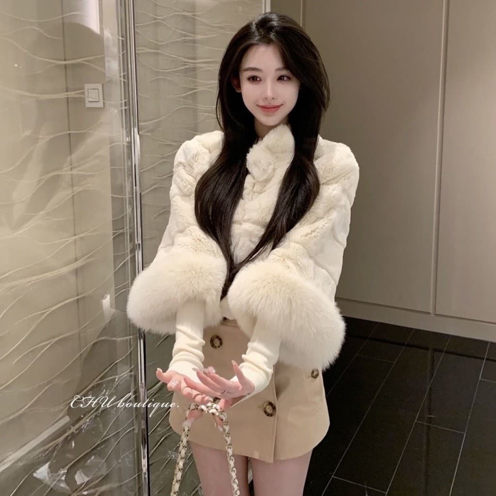 Áo Lông Trắng Tiểu Thư Sang Chảnh Tỷ Tỷ Trung , Cá Tính