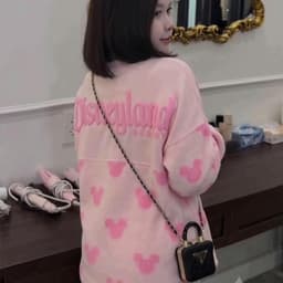 Áo Nỉ Nữ  Họa Tiết Mickey Dập Nổi Dễ Thương Áo Sweater Form Rộng Unisex Thu Đông 5