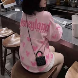 Áo Nỉ Nữ  Họa Tiết Mickey Dập Nổi Dễ Thương Áo Sweater Form Rộng Unisex Thu Đông 4