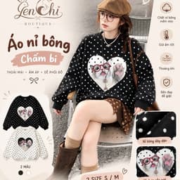 Áo Nỉ Bông Chấm Bi Nữ Form Rộng Unisex Họa Tiết Mèo Dễ Thương – Yenchi Boutique 1