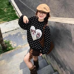 Áo Nỉ Bông Chấm Bi Nữ Form Rộng Unisex Họa Tiết Mèo Dễ Thương – Yenchi Boutique 2