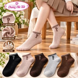 Tất Nữ Cổ Ngắn Chất Cotton Mềm Mại Êm Chân Màu sang chảnh (Dâu A88) 6