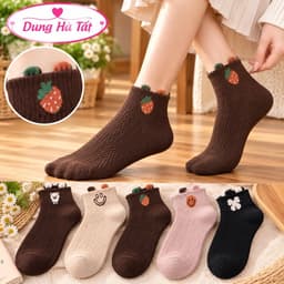 Tất Nữ Cổ Ngắn Chất Cotton Mềm Mại Êm Chân Màu sang chảnh (Dâu A88) 1