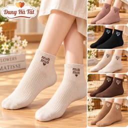 Tất Nữ Cổ Ngắn set 5 Đôi Min2 chất Cotton Mềm Mại Siêu Xinh 1