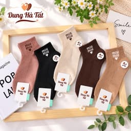 Tất Nữ Cổ Ngắn set 5 Đôi Min2 chất Cotton Mềm Mại Siêu Xinh 4