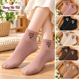Tất Nữ Cổ Ngắn set 5 Đôi Min2 chất Cotton Mềm Mại Siêu Xinh 5