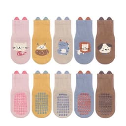 set 10 tất sơ sinh cho bé chống trơn trượt size akim 1