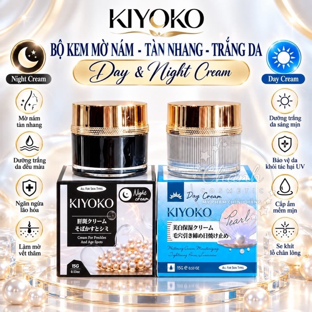 Bộ Kem Kiyoko Mờ Nám, Tàn Nhang, Đồi Mồi, Dưỡng Trắng Da, Giữ Ẩm, Se Khít Chân Lông 15gam