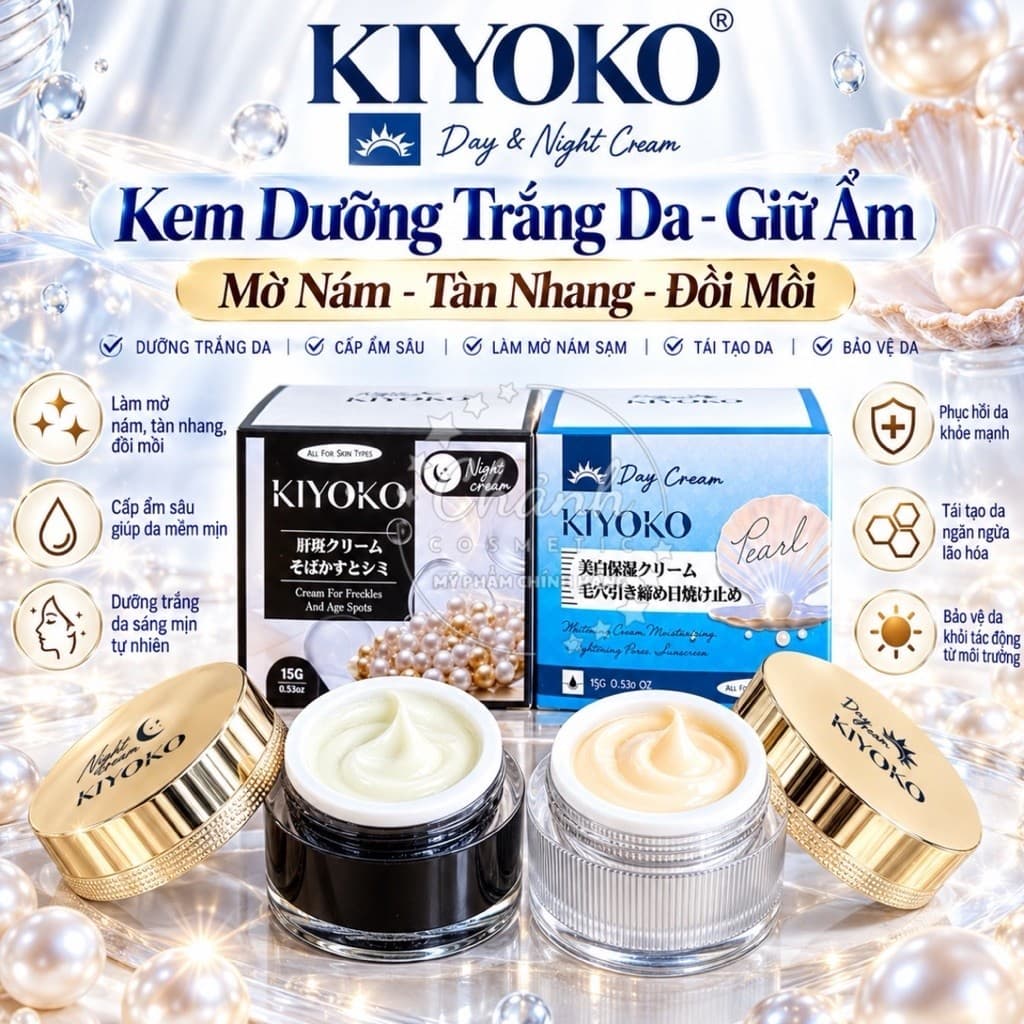 Bộ Kem Kiyoko Ngừa Nám, Tàn Nhang, Đồi Mồi, Tái Tạo Làn Da, Dưỡng Trắng Da, Giữ Ẩm, Chống Nắng 15g
