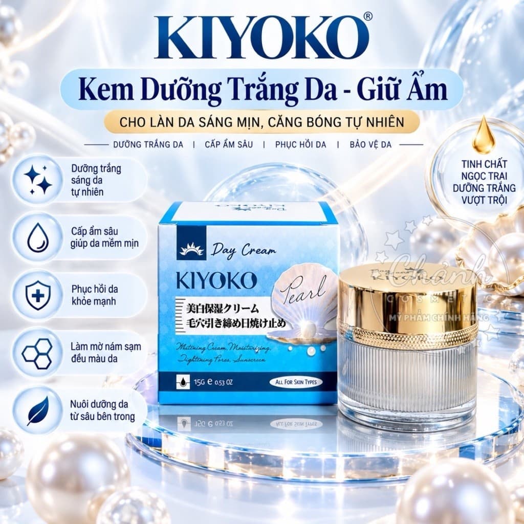 Kem Ngày Kiyoko Dưỡng Trắng Da, Giữ Ẩm, Ngừa Lão Hoá, Chống Nắng, Se Khít Lỗ Chân Lông 15g