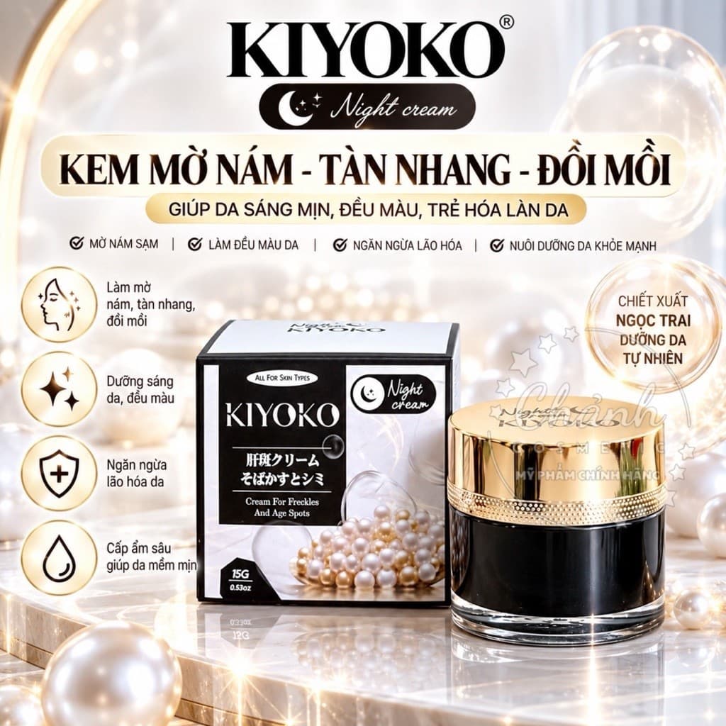 Kem Đêm Kiyoko Sạch Nám, Tàn Nhang, Đồi Mồi, Giữ Ẩm, Se Khít Lỗ Chân Lông 15gam