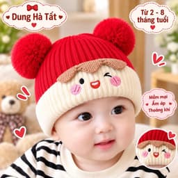 Mũ Len Quả Bông Ngộ Nghĩnh Đáng Yêu Cho Bé Từ 2-8 tháng 8
