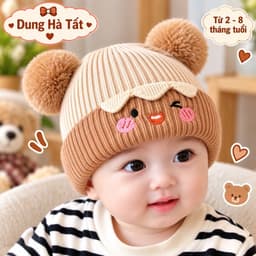 Mũ Len Quả Bông Ngộ Nghĩnh Đáng Yêu Cho Bé Từ 2-8 tháng 5