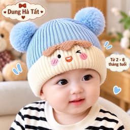 Mũ Len Quả Bông Ngộ Nghĩnh Đáng Yêu Cho Bé Từ 2-8 tháng 2