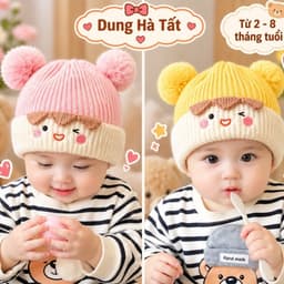 Mũ Len Quả Bông Ngộ Nghĩnh Đáng Yêu Cho Bé Từ 2-8 tháng 6