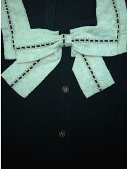 [2hand] Đầm nhung dệt cổ vuông nơ lụa size S M 3