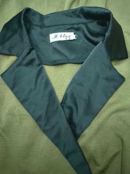 [2hand] Đầm umi xanh rêu phối lụa co giãn nhẹ size L XL 3