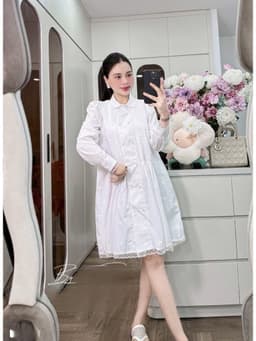 <Đầm bầu Quynhanhhouse> (NH CLOTHING) Váy thô pha ren M12003 sm 3