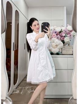 <Đầm bầu Quynhanhhouse> (NH CLOTHING) Váy thô pha ren M12003 sm 5