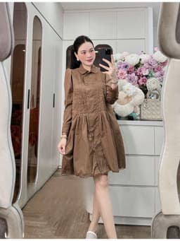 <Đầm bầu Quynhanhhouse> (NH CLOTHING) Váy thô pha ren M12003 sm 2