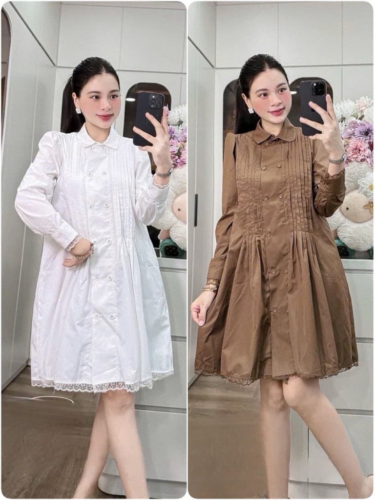 <Đầm bầu Quynhanhhouse> (NH CLOTHING) Váy thô pha ren M12003 sm