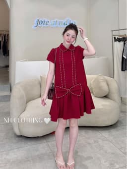 <Đầm bầu Quynhanhhouse> (NH CLOTHING) Váy tuyết mưa nơ đá H005 sm 6