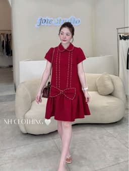 <Đầm bầu Quynhanhhouse> (NH CLOTHING) Váy tuyết mưa nơ đá H005 sm 4