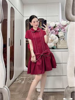 <Đầm bầu Quynhanhhouse> (NH CLOTHING) Váy tuyết mưa nơ đá H005 sm 2