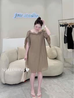 <Đầm bầu Quynhanhhouse> (NH CLOTHING) Váy tơ dập li nơ ngực H006 sm 5